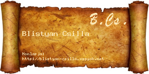 Blistyan Csilla névjegykártya